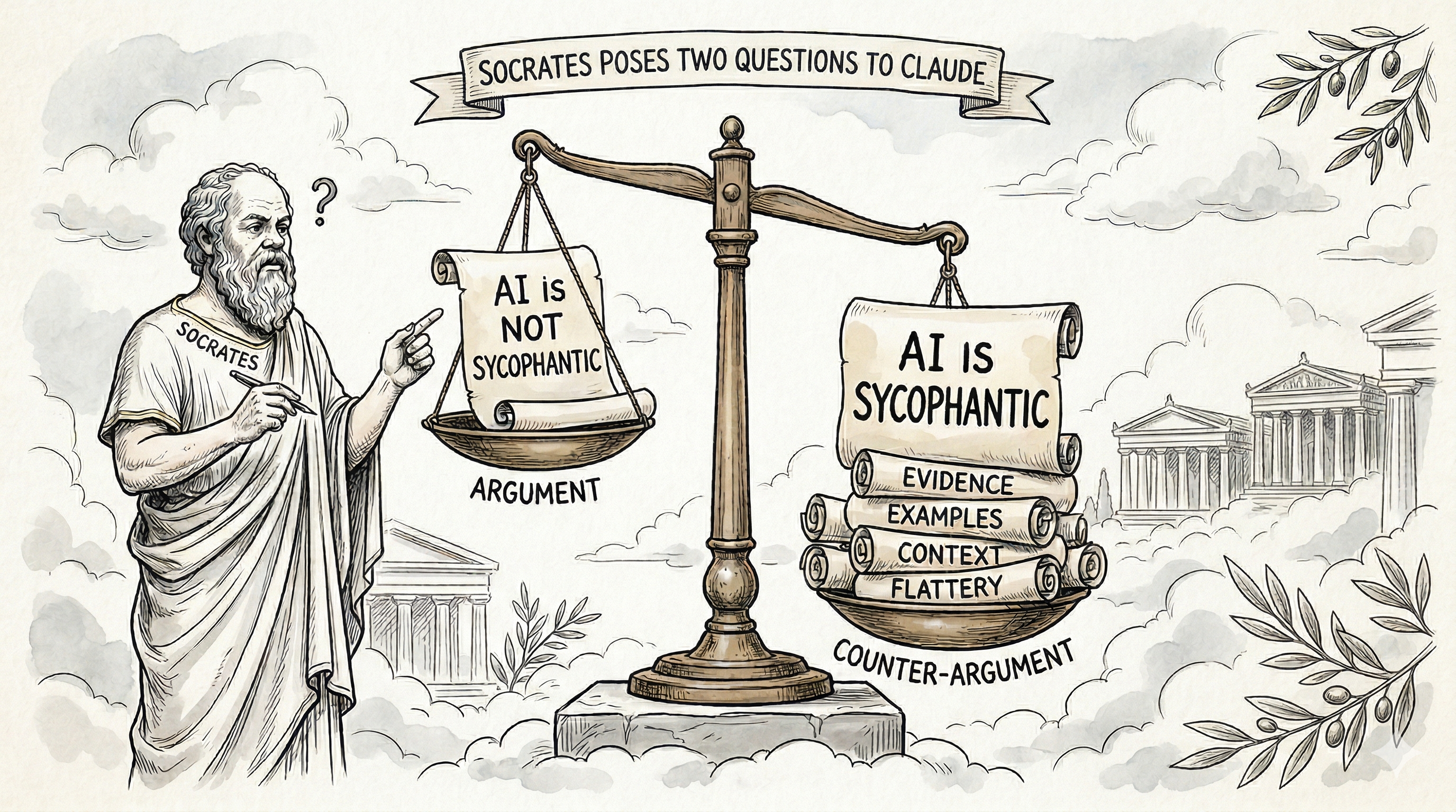 Balanced scale representing hypothesis and counter-hypothesis in AI-assisted reasoning